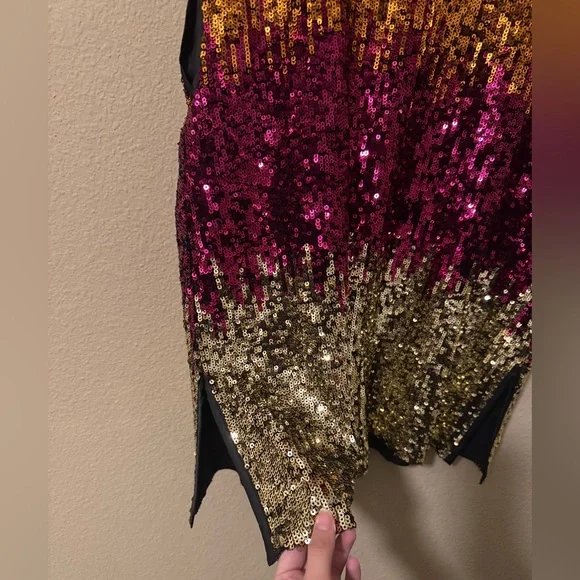 TopShop multicolor v-neck sequin mini dress - Picture 3 of 4